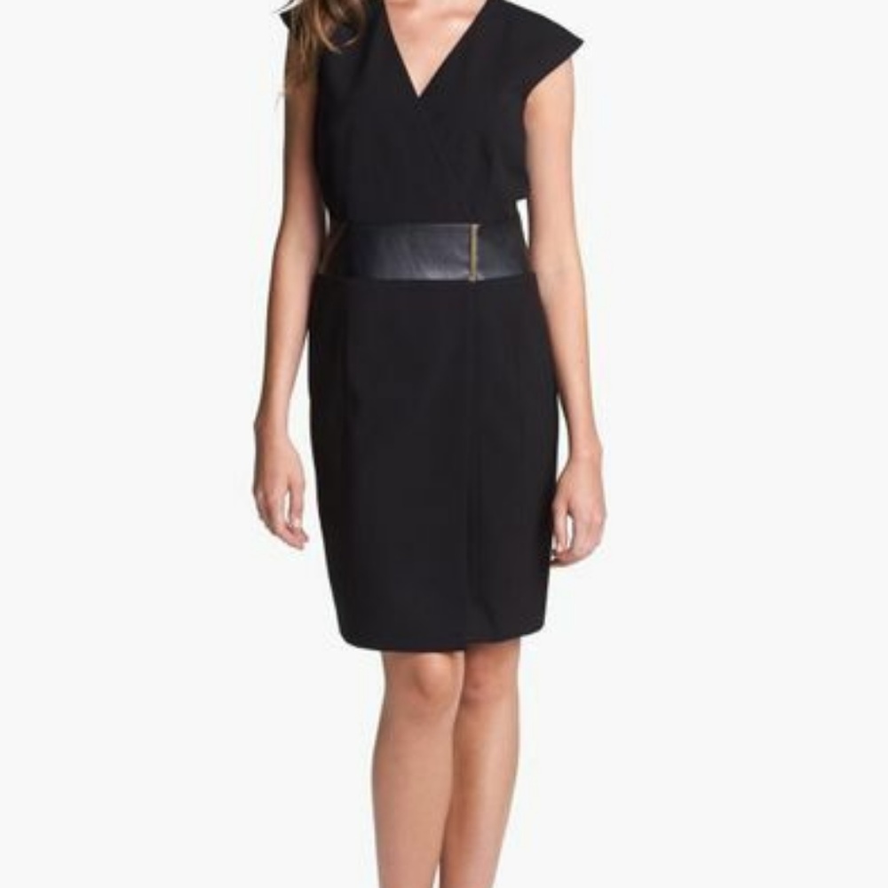 Calvin Klein Wrap Dress with Faux Leather Belt
